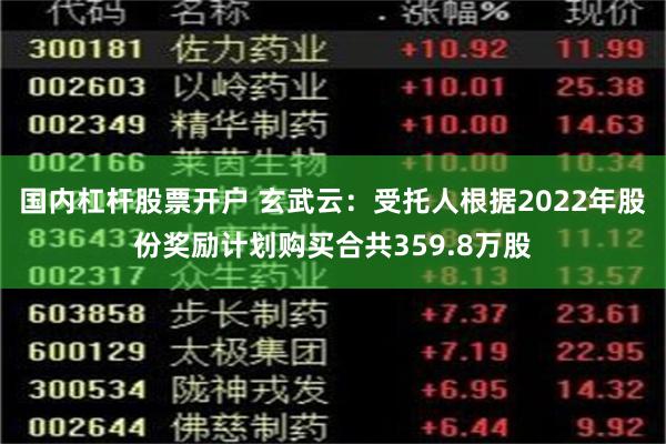 国内杠杆股票开户 玄武云：受托人根据2022年股份奖励计划购买合共359.8万股