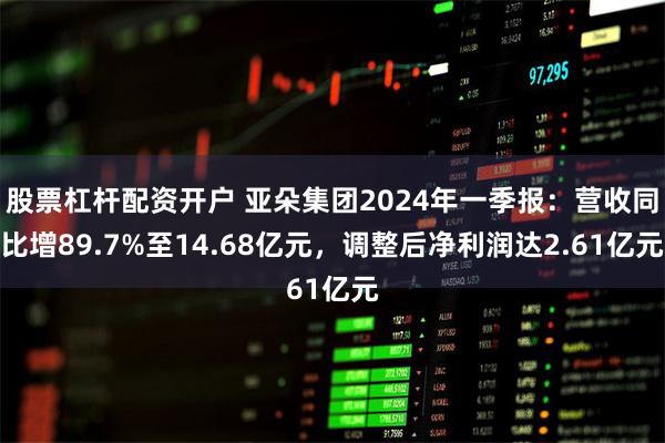 股票杠杆配资开户 亚朵集团2024年一季报：营收同比增89.7%至14.68亿元，调整后净利润达2.61亿元