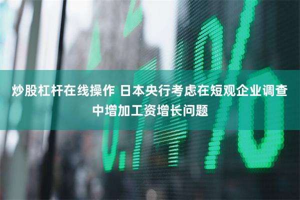 炒股杠杆在线操作 日本央行考虑在短观企业调查中增加工资增长问题