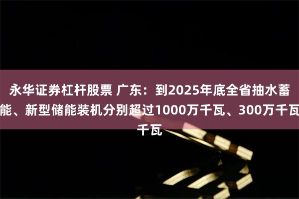 永华证券杠杆股票 广东：到2025年底全省抽水蓄能、新型储能装机分别超过1000万千瓦、300万千瓦