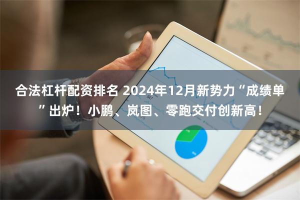 合法杠杆配资排名 2024年12月新势力“成绩单”出炉！小鹏、岚图、零跑交付创新高！