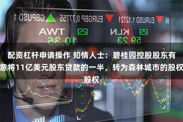 配资杠杆申请操作 知情人士:碧桂园控股股东有意将11亿美元股东贷款的一半,转为森林城市的股权